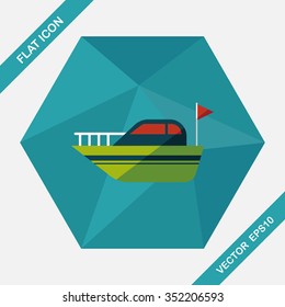Yacht flat icon with long shadow,eps10