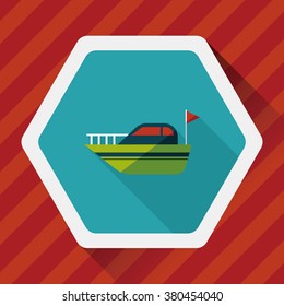 Yacht flat icon with long shadow,eps10