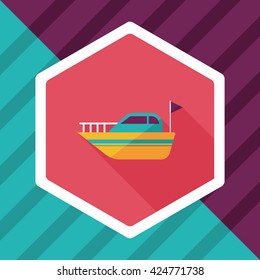 Yacht flat icon with long shadow,eps10
