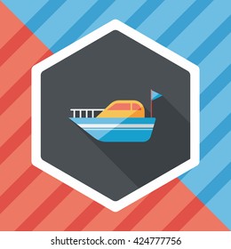 Yacht flat icon with long shadow,eps10