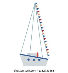yacht flat illustration on white