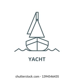 Yacht, front veiw vector line icon, linear concept, outline sign, symbol