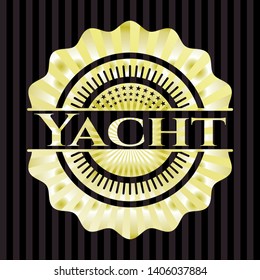 Yacht golden badge or emblem. Vector Illustration. Detailed.