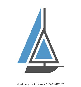yacht - gray blue icon isolated on white background