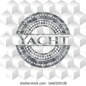 Yacht grey emblem with geometric cube white background