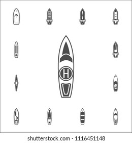 yacht with helipad icon. Detailed set of Ships icons. Premium quality graphic design sign. One of the collection icons for websites, web design, mobile app on white background