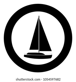 Yacht icon black color in circle