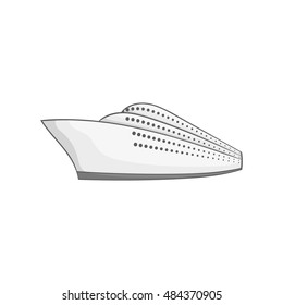Yacht icon in black monochrome style isolated on white background. Water transport symbol vector illustration