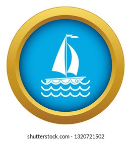 Yacht icon blue vector isolated on white background for any design