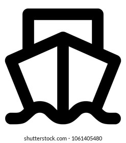 
Yacht icon, boat, ship bold line vector illustration
