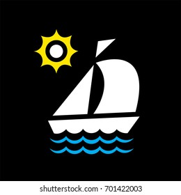 Yacht icon. Boat ship vector.