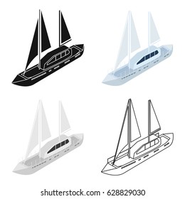 Yacht icon in cartoon style isolated on white background. Transportation symbol stock vector illustration.