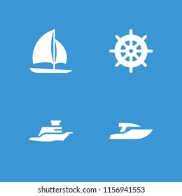 Yacht icon. collection of 4 yacht filled icons such as helm, ship. editable yacht icons for web and mobile.