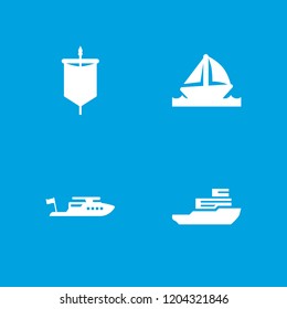 Yacht icon. collection of 4 yacht filled icons such as boat. editable yacht icons for web and mobile.