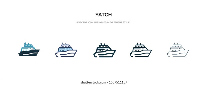 yacht icon in different style vector illustration. two colored and black yacht vector icons designed in filled, outline, line and stroke style can be used for web, mobile, ui