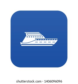Yacht icon digital blue for any design isolated on white vector illustration