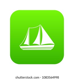 Yacht icon digital green for any design isolated on white vector illustration