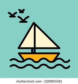Yacht icon eps file in Summer filled line icons vector design collection.