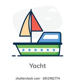 Yacht icon in flat design, watercraft vector 