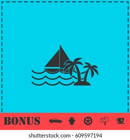 Yacht icon flat. Simple vector symbol and bonus icon