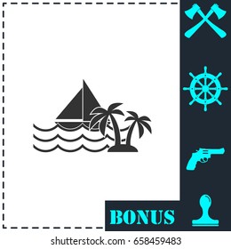 Yacht icon flat. Simple vector symbol and bonus icon