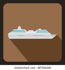 Yacht icon in flat style with long shadow. Water transport symbol vector illustration