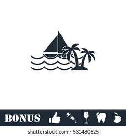 Yacht icon flat. Vector illustration symbol and bonus pictogram