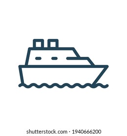 Yacht icon. Front view. Public transportation icon.