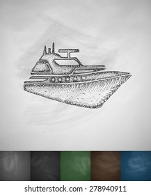yacht icon. Hand drawn vector illustration. Chalkboard Design