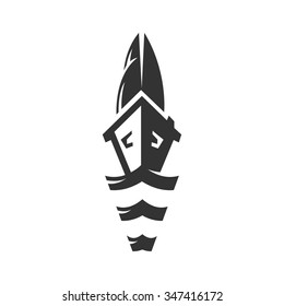 Yacht icon isolated on a white background. Sailing boat logo silhouette design template. Simple symbol concept in flat style. Abstract sign, pictogram for web, mobile and infographics - stock vector