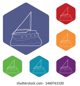 Yacht icon. Isometric 3d illustration of yacht vector icon for web