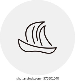 Yacht icon. Line design ship vector.