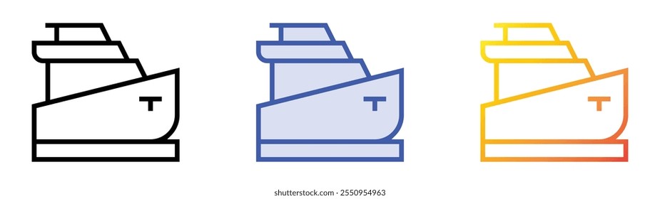 yacht icon. Linear, Blue Fill and Gradient Style Design Isolated On White Background