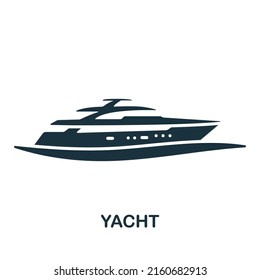 Yacht icon. Monochrome simple Summer icon for templates, web design and infographics