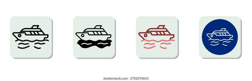 Ícone de iate Ilustração de vetor de estilo múltiplo