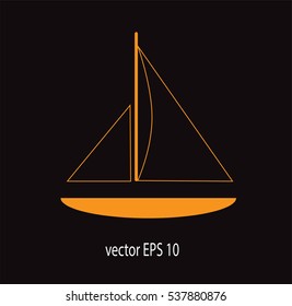 Yacht icon orange color vector