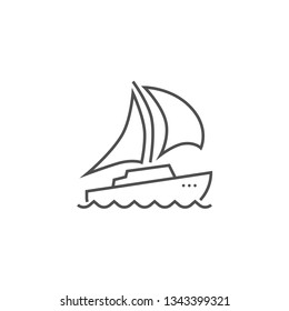Yacht Icon. Yacht Related Vector Line Icon. Isolated on White Background. Editable Stroke.