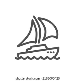 Yacht Icon. Yacht Related Vector Line Icon. Editable Image