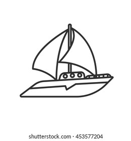 Yacht icon. Sailing catamaran. thin line design