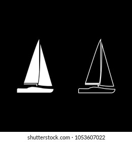 Yacht icon set white color