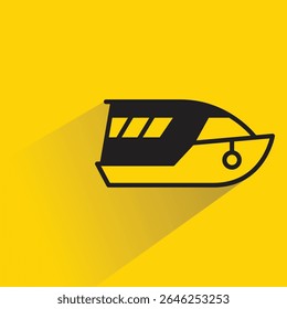 yacht icon with shadow on yellow background