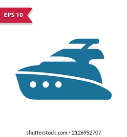 Yacht Icon. Ship, Vessel. Professional pixel-aligned icon in glyph style.