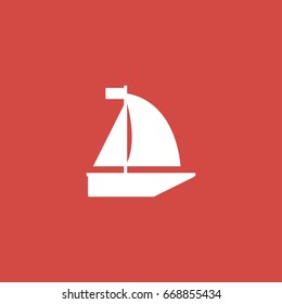 yacht icon. sign design. red background