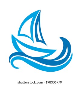 Yacht Icon, the silhouette of the vector