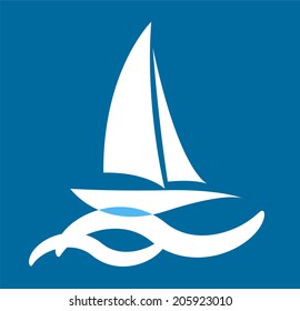 Yacht Icon, the silhouette of the vector