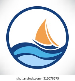 Yacht Icon, the silhouette of the vector