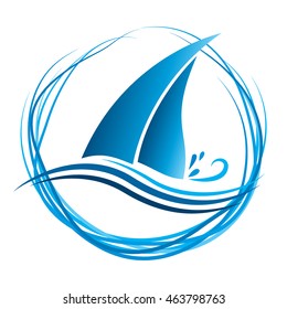 Yacht Icon the silhouette, vector