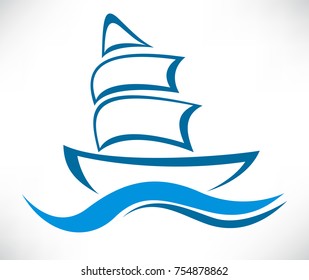 Yacht Icon, the silhouette of the vector