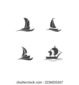 Yacht icon and symbol logo vector template