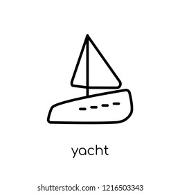 yacht icon. Trendy modern flat linear vector yacht icon on white background from thin line Transportation collection, outline vector illustration